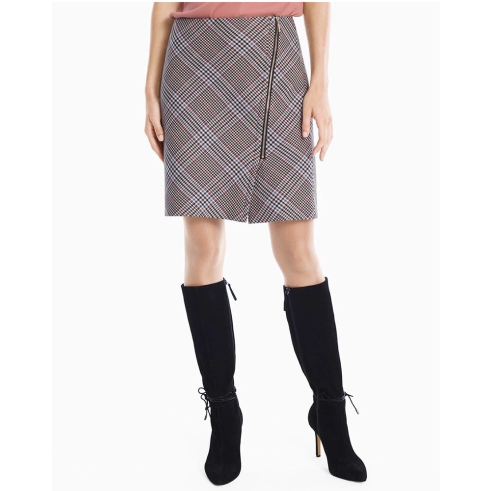 White House Black Market Plaid Mini Skirt with Zipper Detail